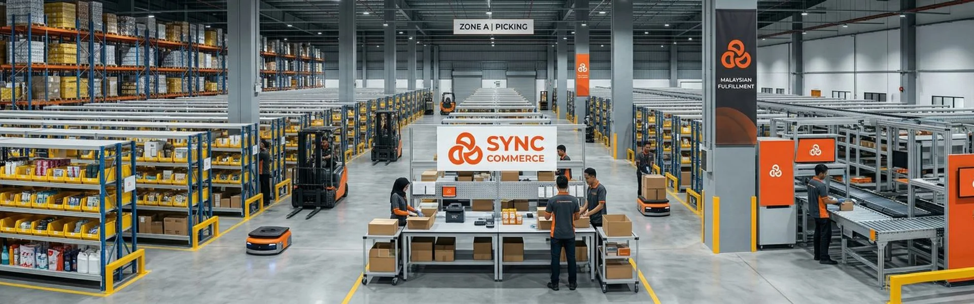 E-commerce warehouse and fulfilment centre with product packaging and shipping in Malaysia