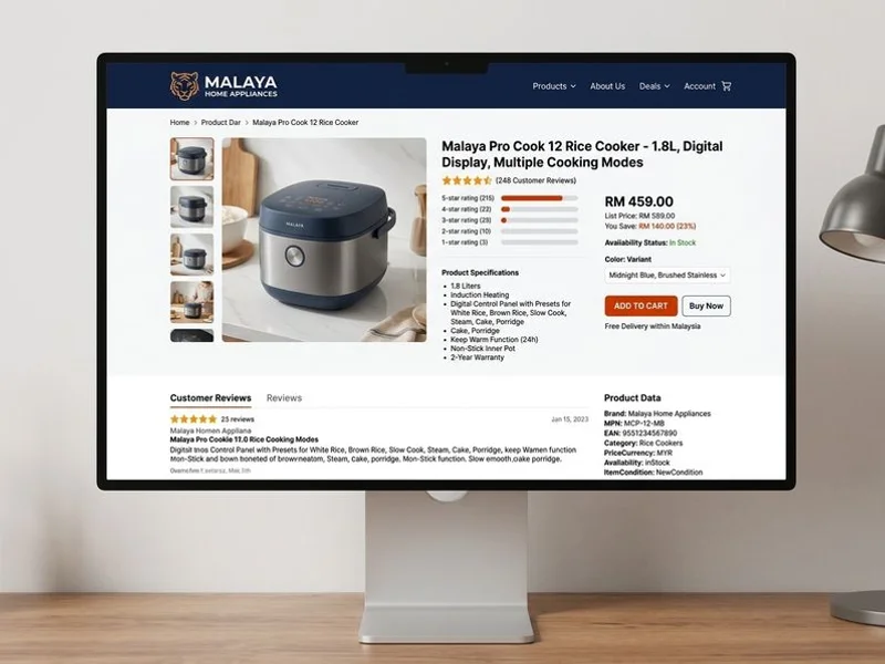 E-commerce product page optimised for AI visibility with structured data