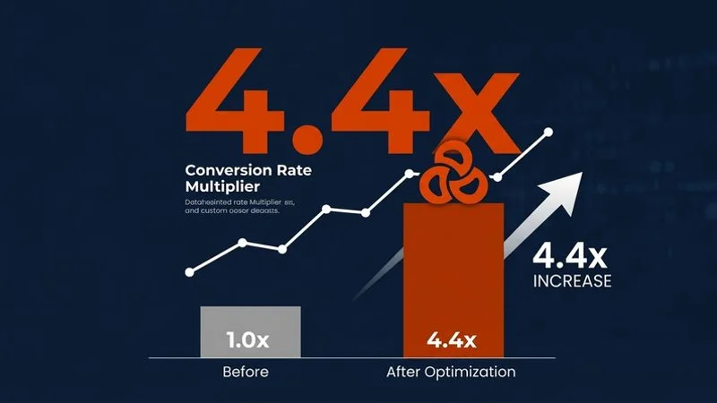 Comparison chart showing AI SEO conversion rates versus traditional SEO conversion rates with the 4.4x multiplier highlighted