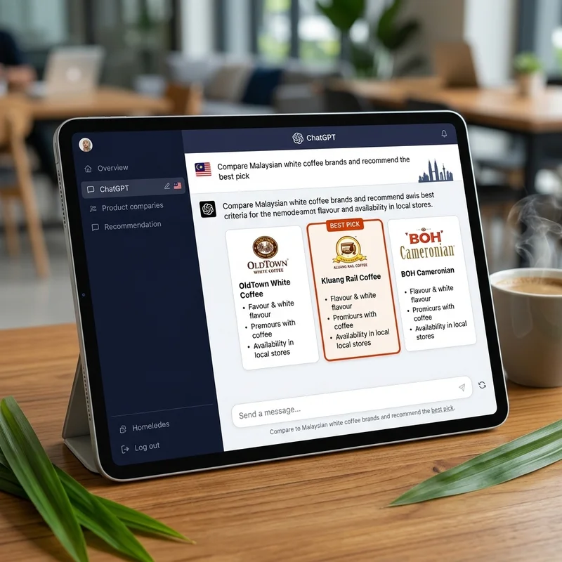 AI product recommendation interface showing Malaysian brand comparisons