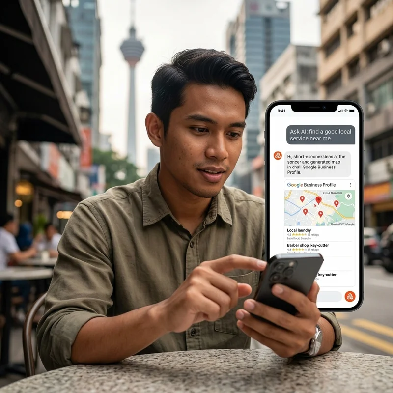 Customer asking AI for local service recommendations with GBP results